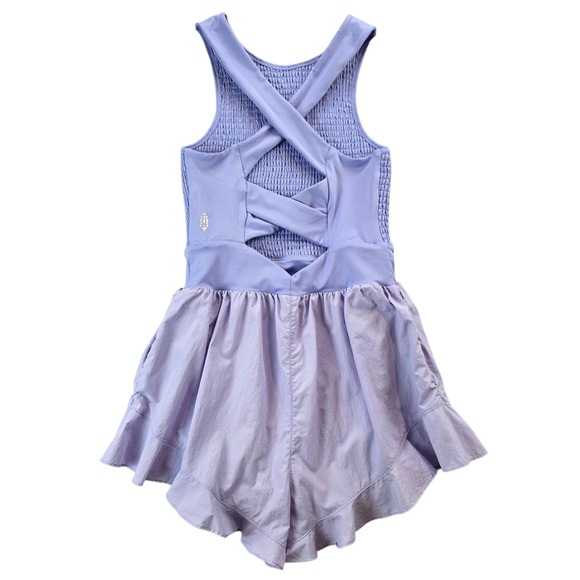 Free People Movement Breathless Shortsie Romper Lavender Smocked Backless Medium - Picture 1 of 15